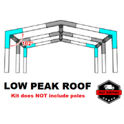 Low Peak Canopy Fittings Kits (20x20/30/40/50/60) DIY Greenhouse, RV & Boat Carport, Shelter, Shade Structure, Vendor Booth, Tent, Steel Frame EMT Connector Parts, 1-1/2"