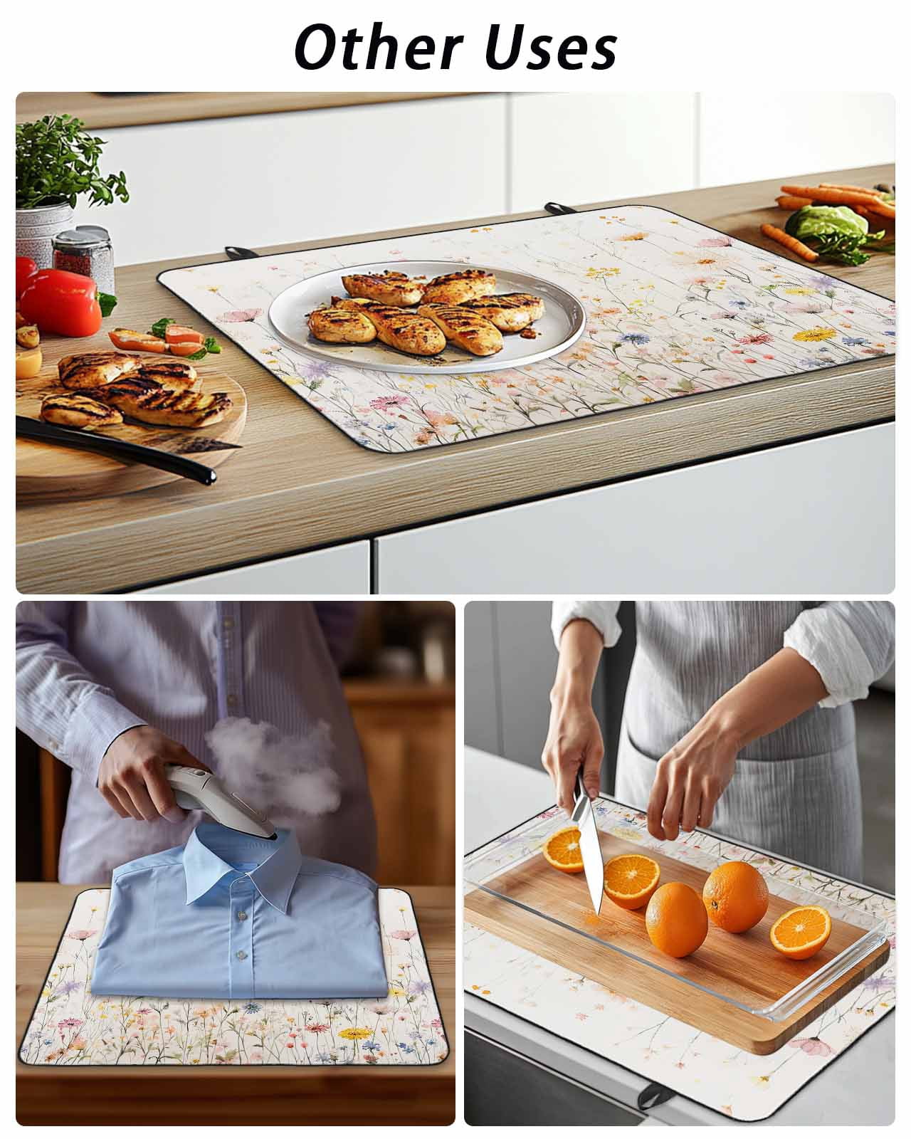 Stove Top Covers for Electric Stove, Spring Flowers Glass Stovetop Cover Protector, Watercolor Wildflowers Farmhouse Floral Induction Cooktop Protector Oven Mat for Kitchen Countertop 24"x21"