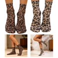 thumbnail image 2 of ZELVINN 2 Pairs Leopard & Floral Print Ankle Socks for Women Lightweight Breathable Sheer Mesh Sock, 2 of 12