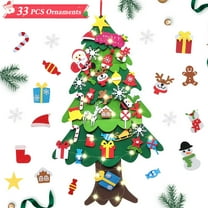 PayUSD DIY Lighted Felt Christmas Tree Set for Toddlers, Kids Door Wall Hanging Xmas Gifts Christmas Decorations, 3.2FT Family 3D Fake Xmas Tree with 33 pcs Detachable Ornaments, C Style