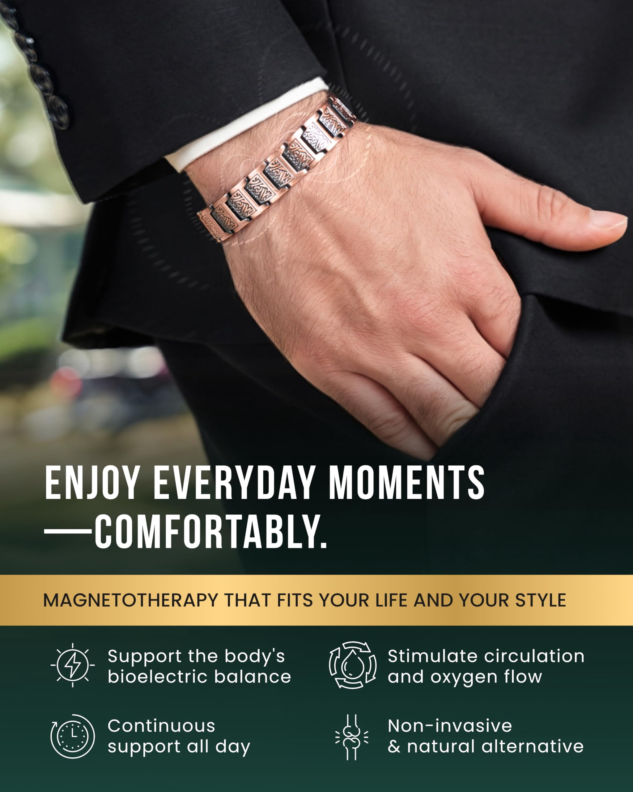 MagnetRX® Copper Viking Bracelet for Men – EllipseMAX 5X Strength 5,000 Gauss Magnets — Premium Mens Copper Bracelet with Adjustable Length (Viking Style)