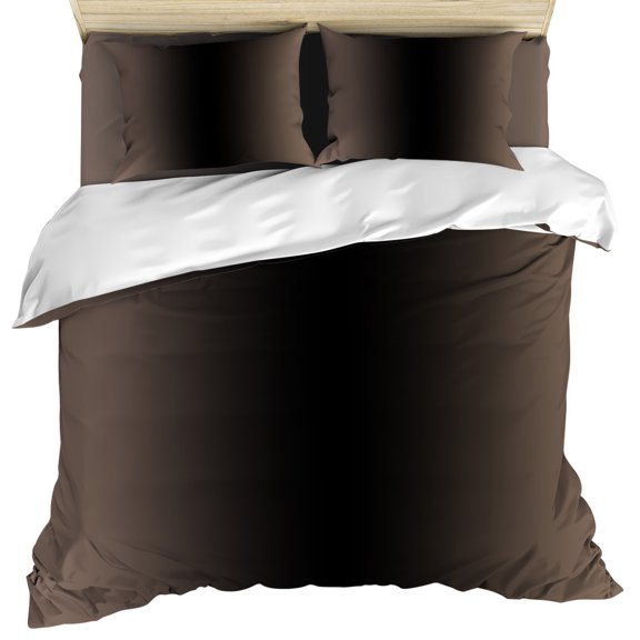 Brown Black Ombre Duvet Cover Set, Modern Gradient Abstract Art Soft Duvet Cover Full Size Bedding Set 4 Pieces, 1 Quiltcover and 2 Pillowcases with Zipper, 1 Bed Sheet for All Seasons