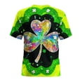 thumbnail image 4 of Ounisa Funny World Women's Holiday Bows Four Leaf Clover Graphic Short Sleeve Novelty Party Costume Top, 4 of 7