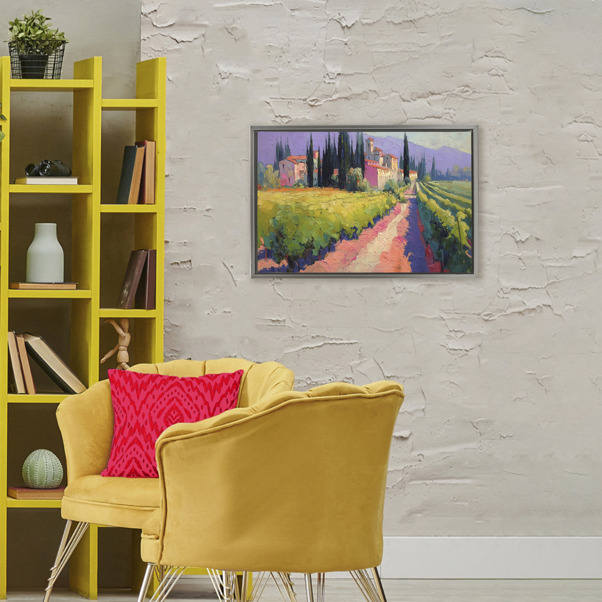 Purple Mountains Village Gray Framed Floater Canvas Wall Art, design by Annabelle Hall