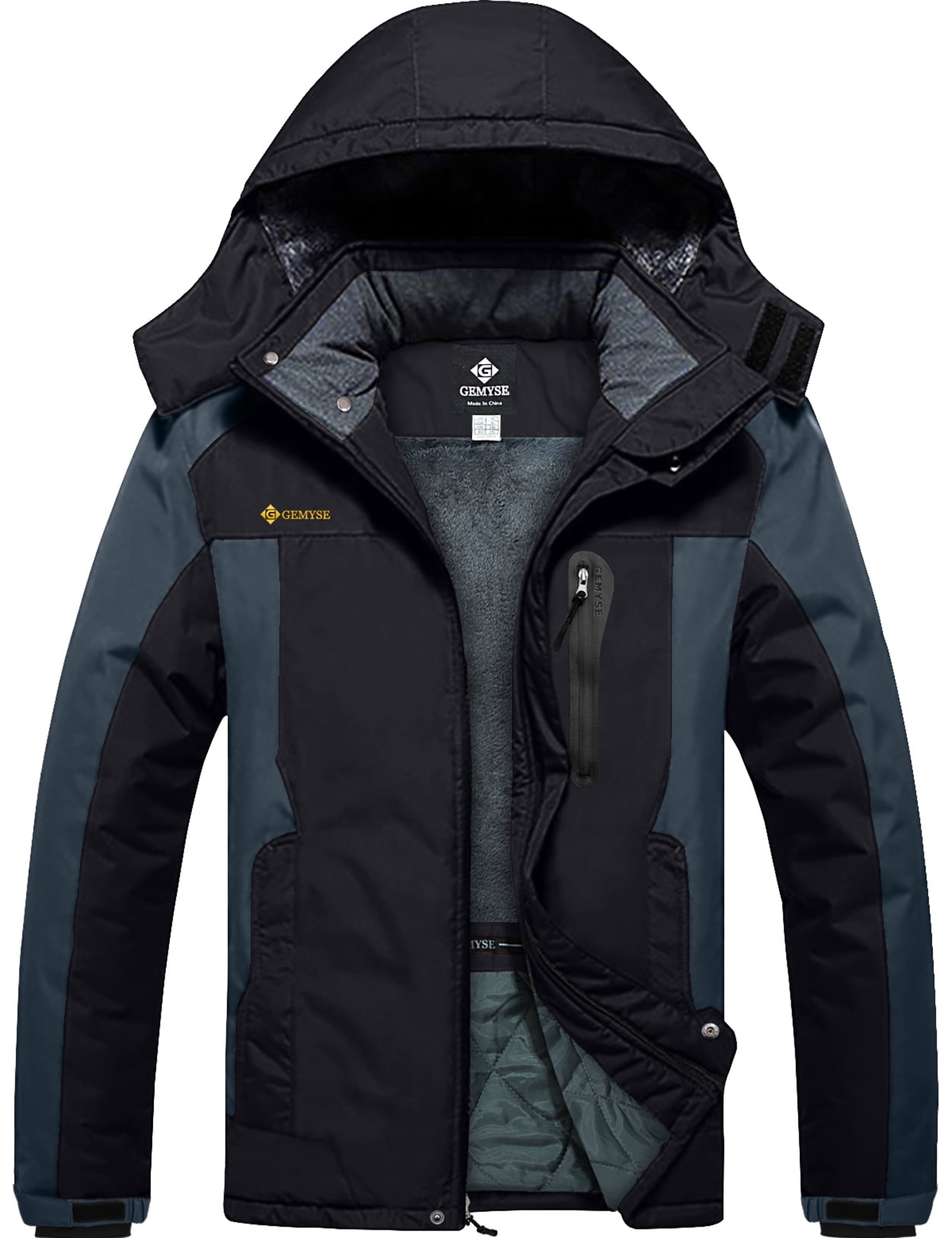 GEMYSE Men's Mountain Waterproof Ski Snow Jacket Winter Windproof Rain  Jacket (Black,Large)