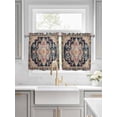 thumbnail image 2 of Half Window Curtains 24 Inches Long, Vintage Boho Window Treatment Curtain Drapes, Middle Century Western Geometric Abstract Art Short Curtains Tiers for Kitchen Over Sink, 27.5"x24", 2 Panels, 2 of 7