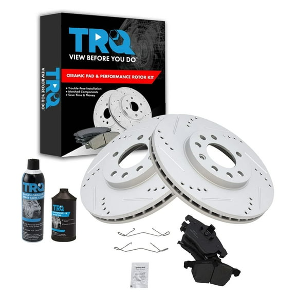 TRQ Front Ceramic Brake Pad Performance Coated Rotor Kit w/Chemicals BKA17803 Fits select: 2001-2003 SATURN L200, 2001-2004 SATURN LW300