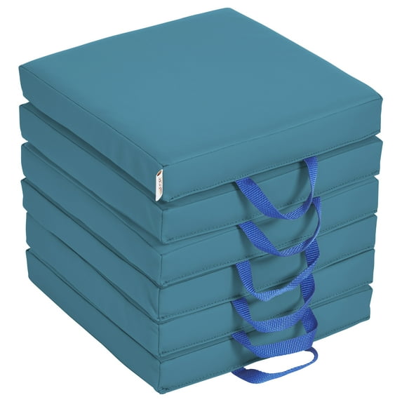 SoftZone® Square Floor Cushion with Handle 6-Piece - Seafoam