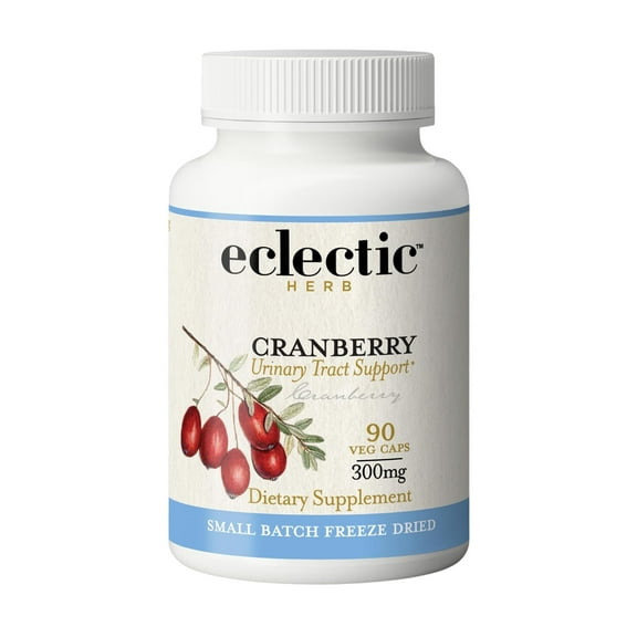 Eclectic Herb - Premium Freeze Dried Cranberry Capsules | Urinary Tract Support | Cranberry Supplement for Urinary Tract Health | US-Grown, Organic, Non-GMO, Gluten Free, Vegan (120 CT | 300 mg)