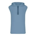 thumbnail image 3 of safuny Men's Hoodie Basic Tank Tops Clearance Summer Beach Activewear Sleeveless Pocket Muscle Tees Quarter Zipper Drawstring Regular Fitness,Gym Casual Tops Workout Blue L, 3 of 5