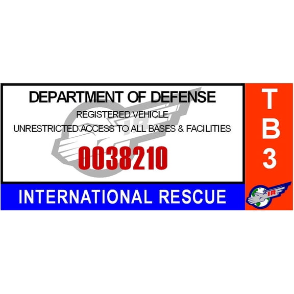 Thunderbirds - International Rescue Window Cling Parking Decal