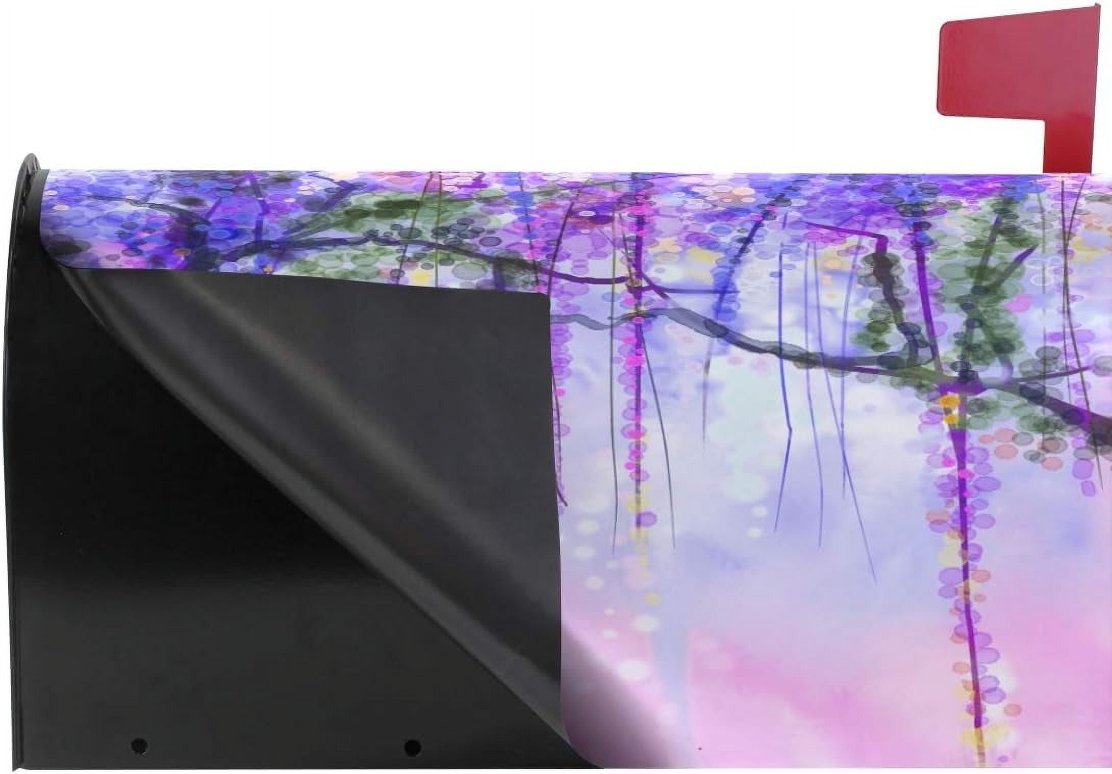 Watercolor Blurred Purple Flowers Wisteria Ivy Romantic Floral Nature Magnetic Magnetic Mailbox Cover Standard Size for Garden Yard Outdoor Decorations-18 x 20.8"