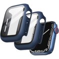 thumbnail image 1 of Case with Screen Protector Compatible with Apple Watch Series 8 7 45mm, Overall Protective Cover, Built-in Tempered Glass Film High Sensitivity, 2 Pack (Blue), 1 of 5