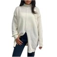 thumbnail image 2 of Gift for Girls Ofreoo Fashion Women's Casual Comfortable Solid Long Sleeve Turtleneck Sweater Blouse Top Business Casual Outfits for Women, 2 of 5