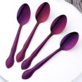 thumbnail image 3 of Tea Spoons 12-Piece Stainless Steel Set with Flower Edge Use for Home, Kitchen, Restaurant- 6.4 Inches-Purple, 3 of 6