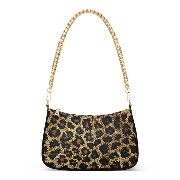 Ryvnso Leopard Pattern Womens Chain Shoulder Bag Tote Handbags Clutch Hobo Purse with Zipper for Travel