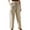 Beige, variant on QHFBli Womens Linen Cropped Wide Leg Pants Elastic Waist Casual Palazzo Trousers with Pockets
