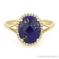 thumbnail image 2 of 2.87ct Checkerboard Oval Blue Lapis & Round Cut Diamond Halo Right-Hand Ring in 14k Yellow Gold, 2 of 3