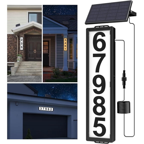 Solar Backlit Address Sign Waterproof LED Lighted House Number Plaque 3 Colors