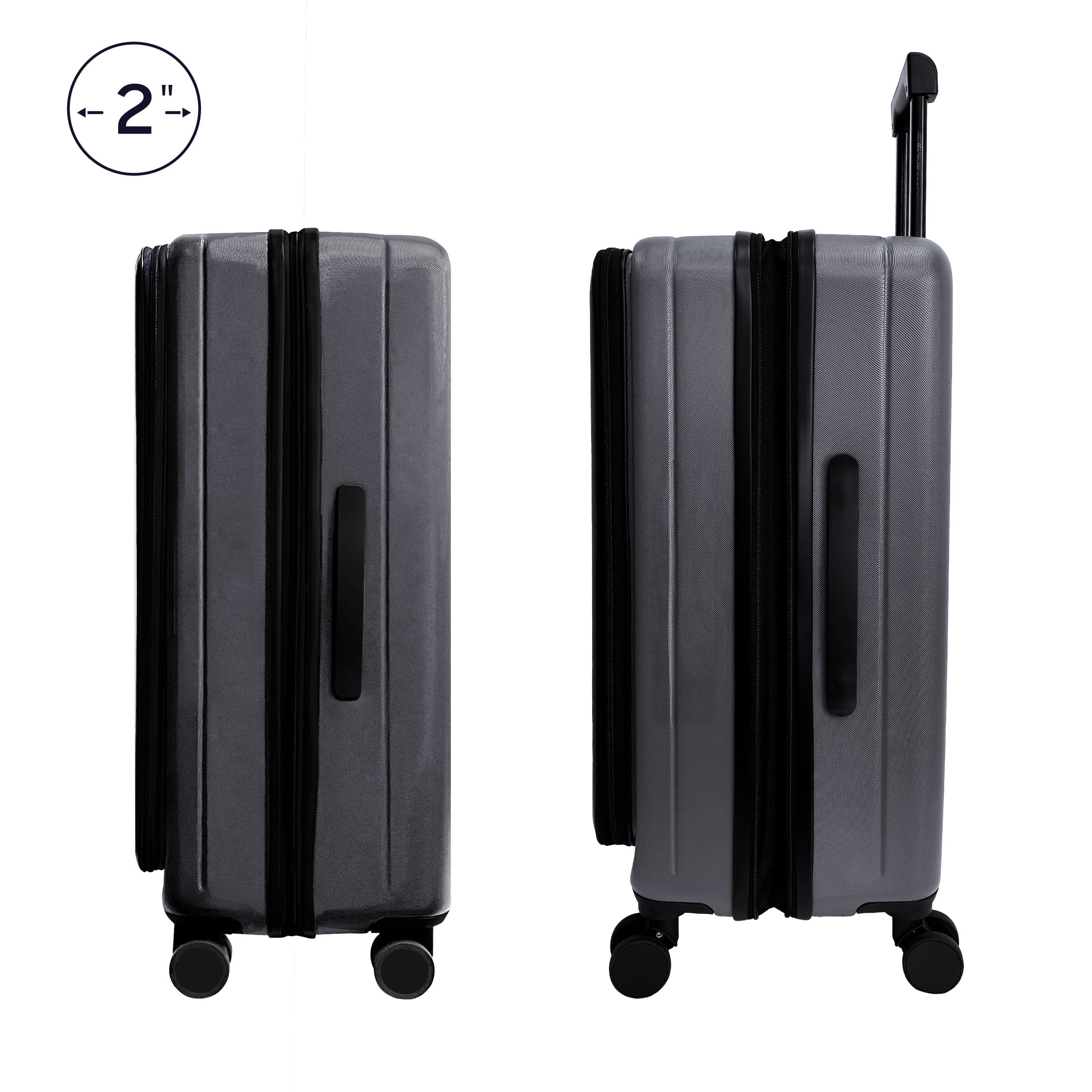 iFLY Quantum 24" Expandable Medium Checked Hardside Top-Opening Luggage, Charcoal