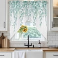thumbnail image 6 of Eucalyptus Leaves Swag Curtains for Kitchen/Bedroom/Living Room, Turquoise Summer Botanical Weeping Scalloped Curtains 63 Inch Long, Window Swag Topper Curtains Valances 2 Panels Set 36"x63", 6 of 8