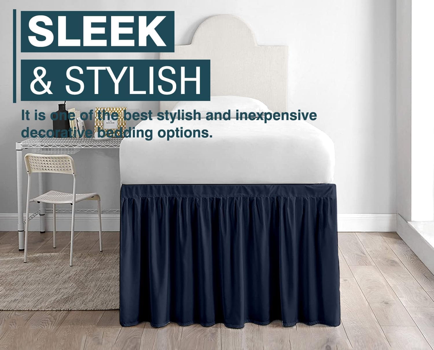 Dorm Room Bed Skirt - College Dorm Bed Skirt - Twin XL, Extra Long - 40 Inch Drop - 100% Microfiber - White