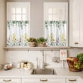thumbnail image 3 of 3 Piece Kitchen Curtains and Valances Set Eucalyptus Leaves Cafe Curtains 36 Inch Length Spring Country Botanical Flowers Floral Valance & Tier Curtain for Living Room Bedroom 54"x18"+27"x36"*2, 3 of 6
