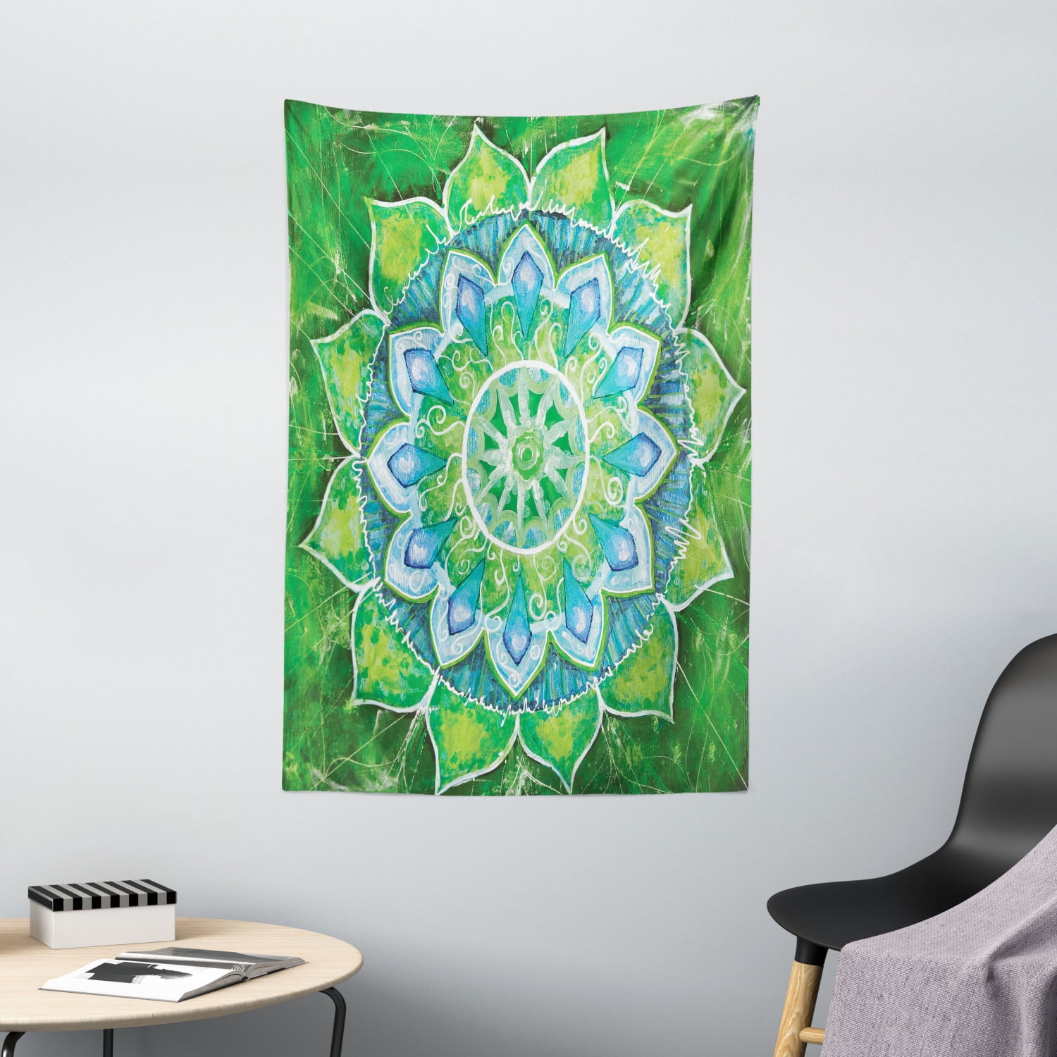 Mandala Decor Wall Hanging Tapestry, Grand Mandala With Leaf Forms