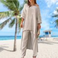 thumbnail image 3 of 2pcs/set Loose Solid Two Piece Sets Loose Pants Suit for Shopping (Blue S), 3 of 7
