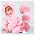 thumbnail image 4 of QEFJNO Newborn Infant Animals Pig Romper Baby Winter Flannel Playsuit Toddler Hoodie Romper Jumpsuit with Zipper, 4 of 10