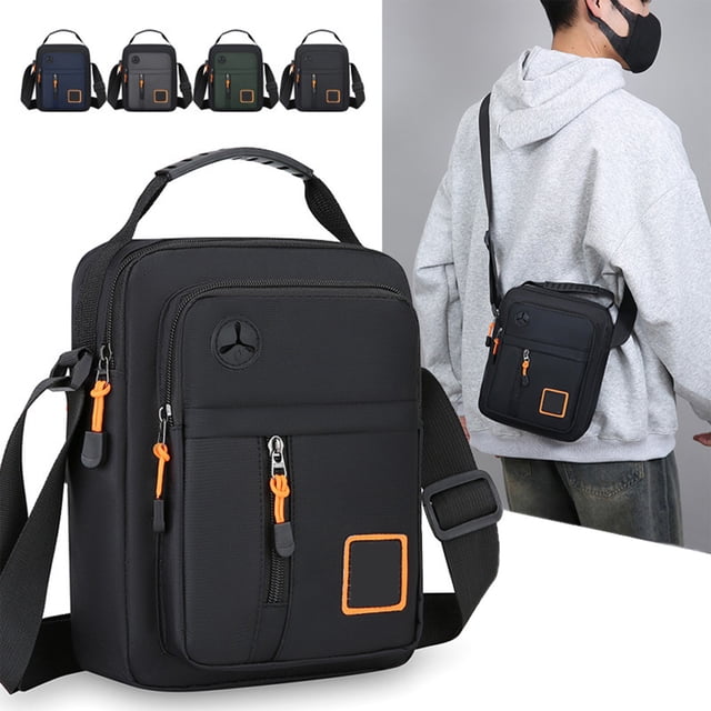 Bolsa cruzada exterior de gran capacidad | Cabestrillo multifuncional para el hombro en el pecho | Tela engrosada, múltiples compartimentos, correa ajustable | Verde Ejército, Azul Oscuro, Gris
