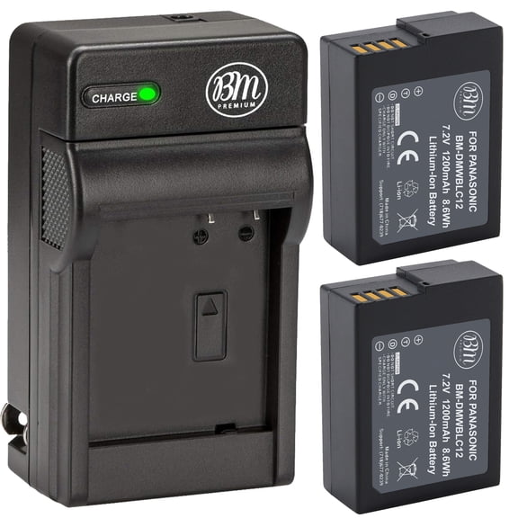 BM 2 Pack DMW-BLC12 High Capacity Batteries and Charger for Panasonic DC-FZ1000 II DC-G95 DMC-G85 DMC-G5 DMC-G6 DMC-G7 DMCGX8 FZ1000 DMC-FZ2500 Camera