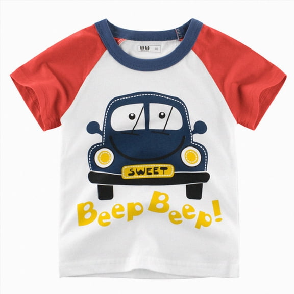 dmqupv Toddler Shirts Boys Boys Cotton Basic T Shirts Kids Summer Short Sleeve Crew Neck Casual Daily Wear Tee Tops Red,1-2 Years