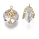 thumbnail image 3 of 5 colgantes redondos planos de cristal para San Valentín con picahielos de latón chapado en oro claro, dijes de cristal facetados con forma de rosa y corazón., 3 of 3