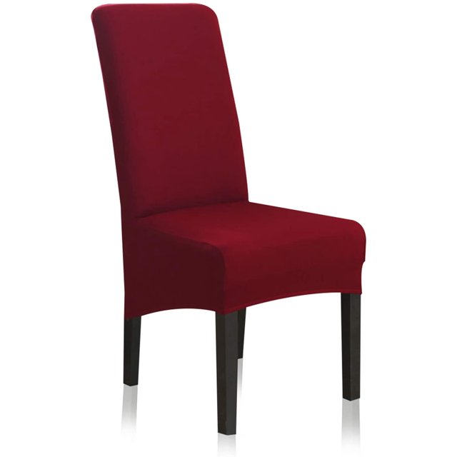Stretch Dining Chair Slipcovers, XL/Oversized Removable Washable Soft Spandex Extra Large Dining Room Chair Covers for Kitchen Hotel Table Banquet Solid Color (4 Per Set, Burgundy Red)