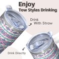 thumbnail image 4 of Bohemian Design 20oz Tumbler Gift, Insulated Stainless Steel Travel Coffee Mug with Handle, Leak-Proof, Straw Included, For Her, 4 of 5