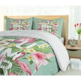 thumbnail image 5 of Ambesonne Floral Duvet Cover Sets, Tropical Retro Flowers, 2-Queen, Mint Green Pink, 5 of 7