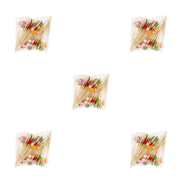 Billuyoard 100 Uds palillos de pinchos desechables creativos surtidos de frutas bambú cóctel pastel palillos de comida fiesta accesorio Type2 NO2