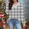 thumbnail image 2 of Ltctricy Women's Long Sleeve T Shirts V Neck Plaid Plus Size Tunic Tops Soft Casual Tees Loose Trendy Blouses(Gray,4X-Large), 2 of 7