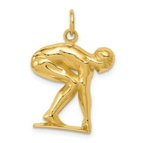 14K Yellow Gold Charm Pendant Men'S 26 mm 18 Swimmer Diver