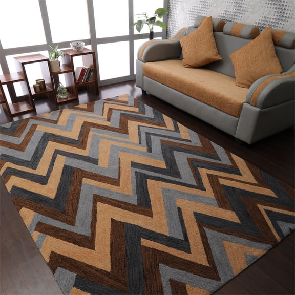 Rugsotic Carpets Hand Tufted Wool Eco-Friendly 9'x12' Area Rugs Rectangle Multicolor Abstract Modern High Pile Thick Handmade Anti Skid Indoor Rug for Living Room, Bedroom K03076