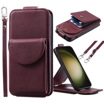 ELEHOLD for Samsung Galaxy S23 FE Wallet Crossbody Case Premium PU Leather Organ Card Slots Magnetic Closure Detachable Wrist Lanyard Shoulder Strap Flip Shockproof Galaxy S23 FE Cover,Winered