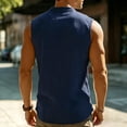 thumbnail image 6 of IhhxPro Men's Linen Sleeveless Henley Shirt with Pockets Breathable Summer Tank Top for Men Casual Loose Fit Beach Vacation Outdoor Work S-2XL, 6 of 9