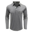 thumbnail image 6 of ZCFZJW Long Sleeve Polo Shirts for Men Lightweight Casual 1/4 Button up V Neck Lapel Collar V Neck Pullover Sweatshirts with Pockets Silver L, 6 of 6