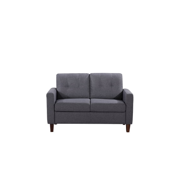 Button Tufted Square Arm Loveseat Sofa, Upholstered Polyester 2-Seater Couch for Living Room