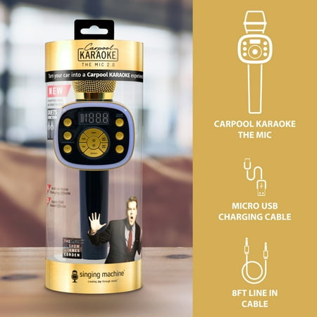 Singing Machine - Carpool Karaoke The Mic 2.0 Karaoke System - Gold