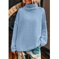 thumbnail image 4 of Suéter PRETTYGARDEN Mujer Cuello Alto Manga Larga Azul Celeste, 4 of 7