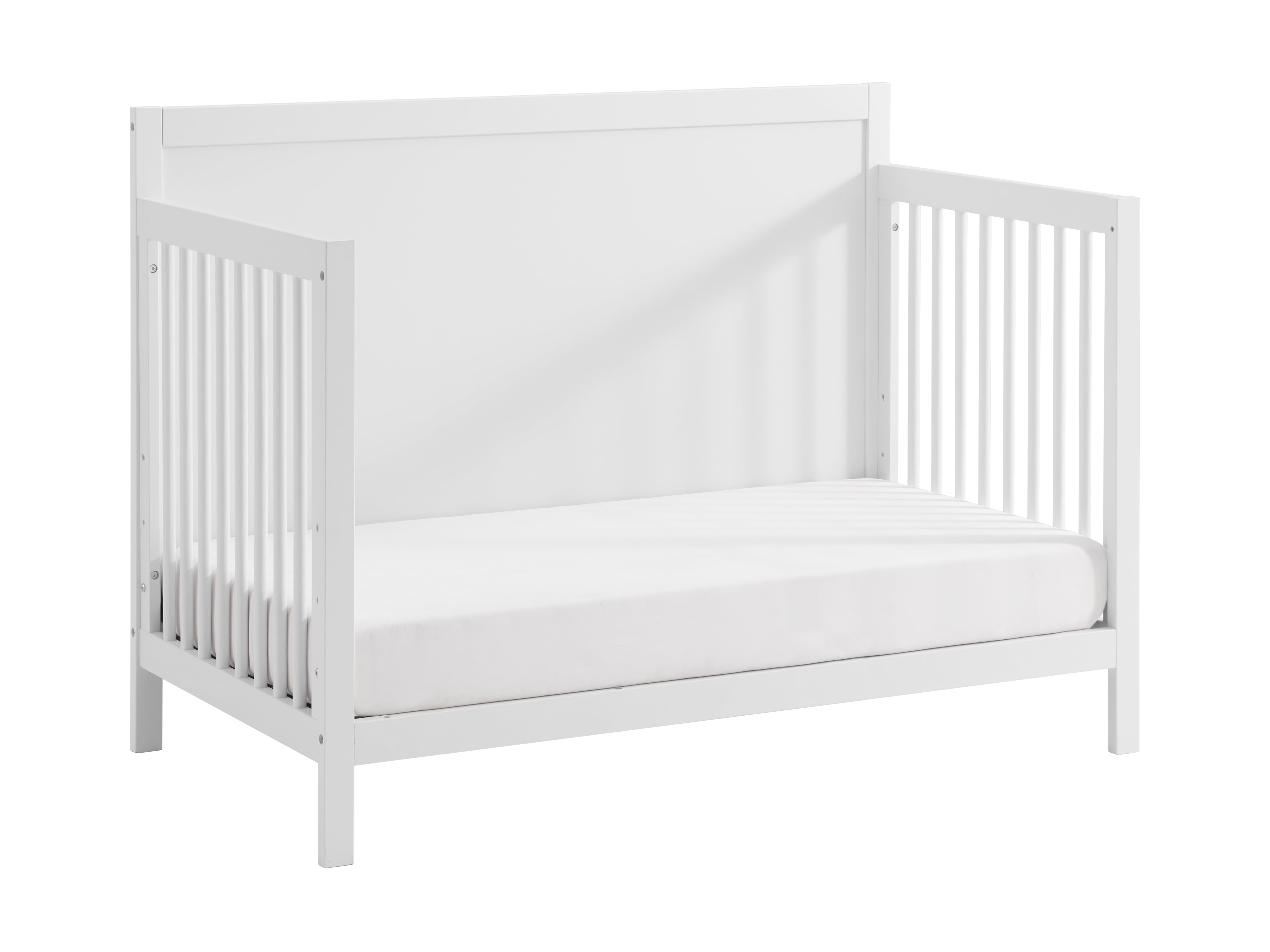 Oxford Baby Essential 4-in-1 Convertible Panel Crib with Round Spindles, White
