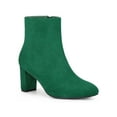 thumbnail image 1 of Perphy Square Toe  Block Heel Ankle Boots for Women Emerald Green 10, 1 of 4