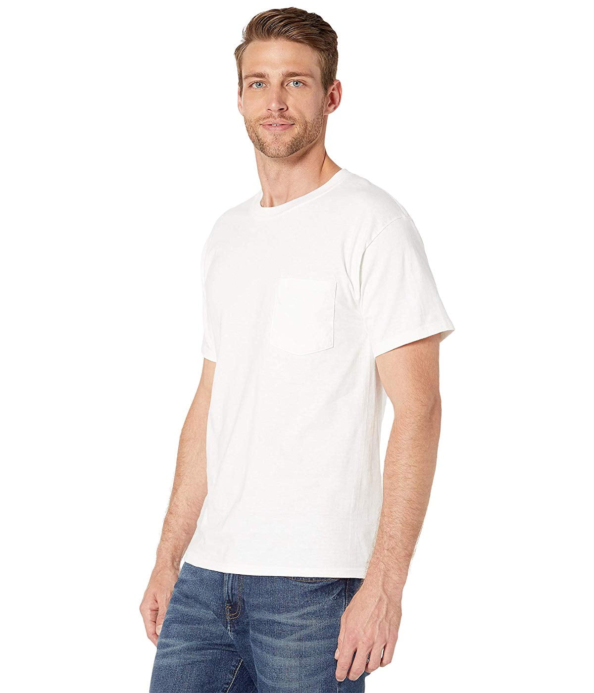 Hanes Beefy-T Crew Neck Pocket Short Sleeve T-Shirt White - Walmart.com